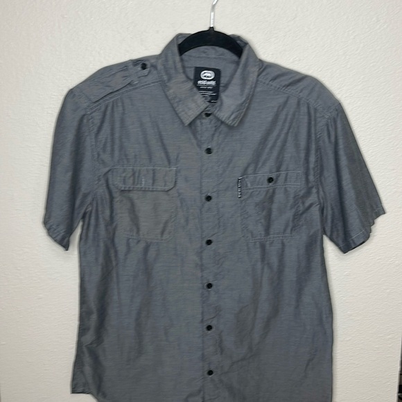 ECCO UNLT Men's Grey Short Sleeve Button Down Shirt Size L - Picture 1 of 9